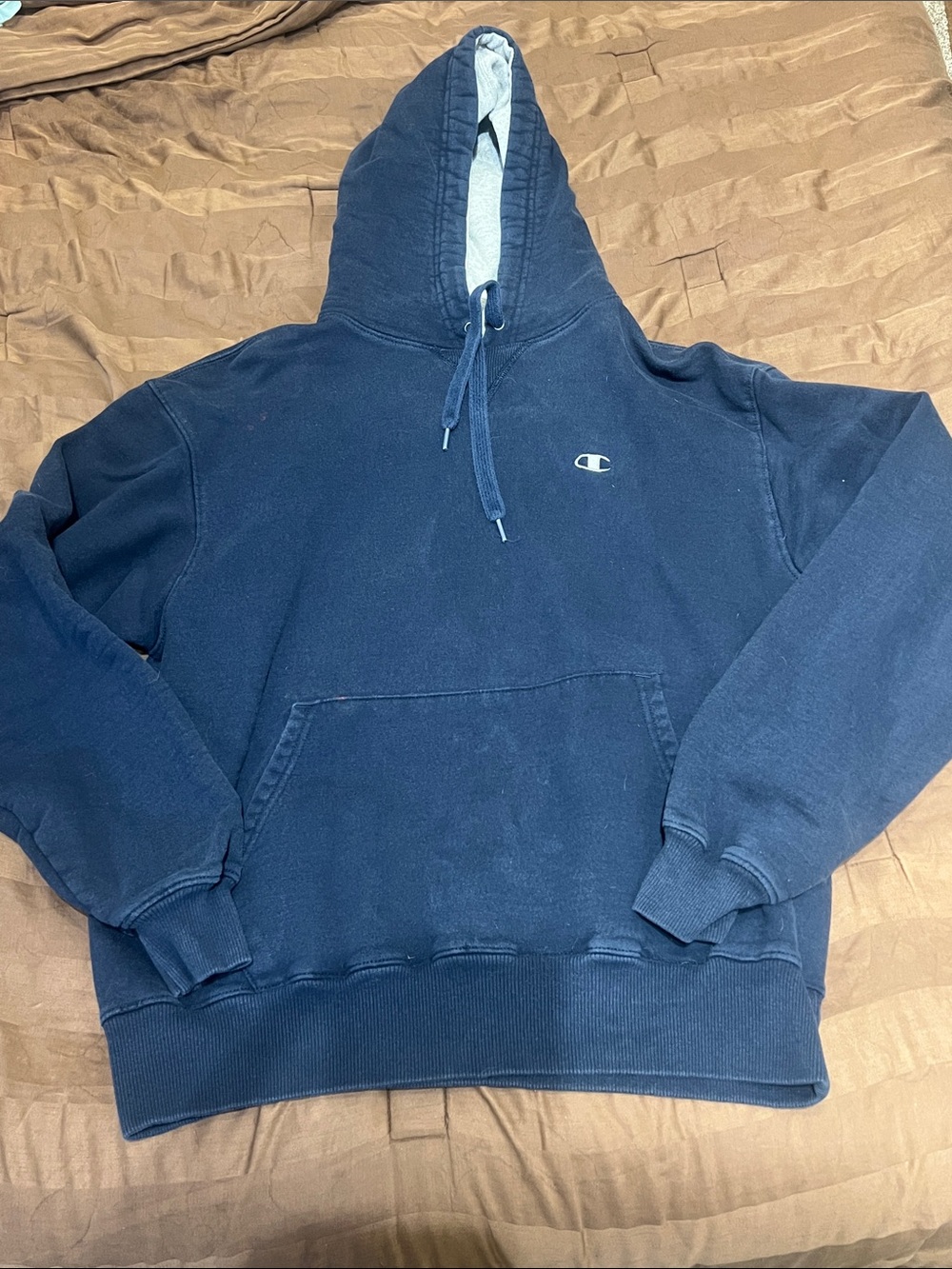 Champion Navy Blue Crewneck Pullover Hoodie with Logo
